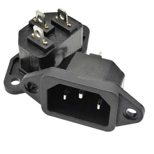 Male Power Cord Connector Panel Mount